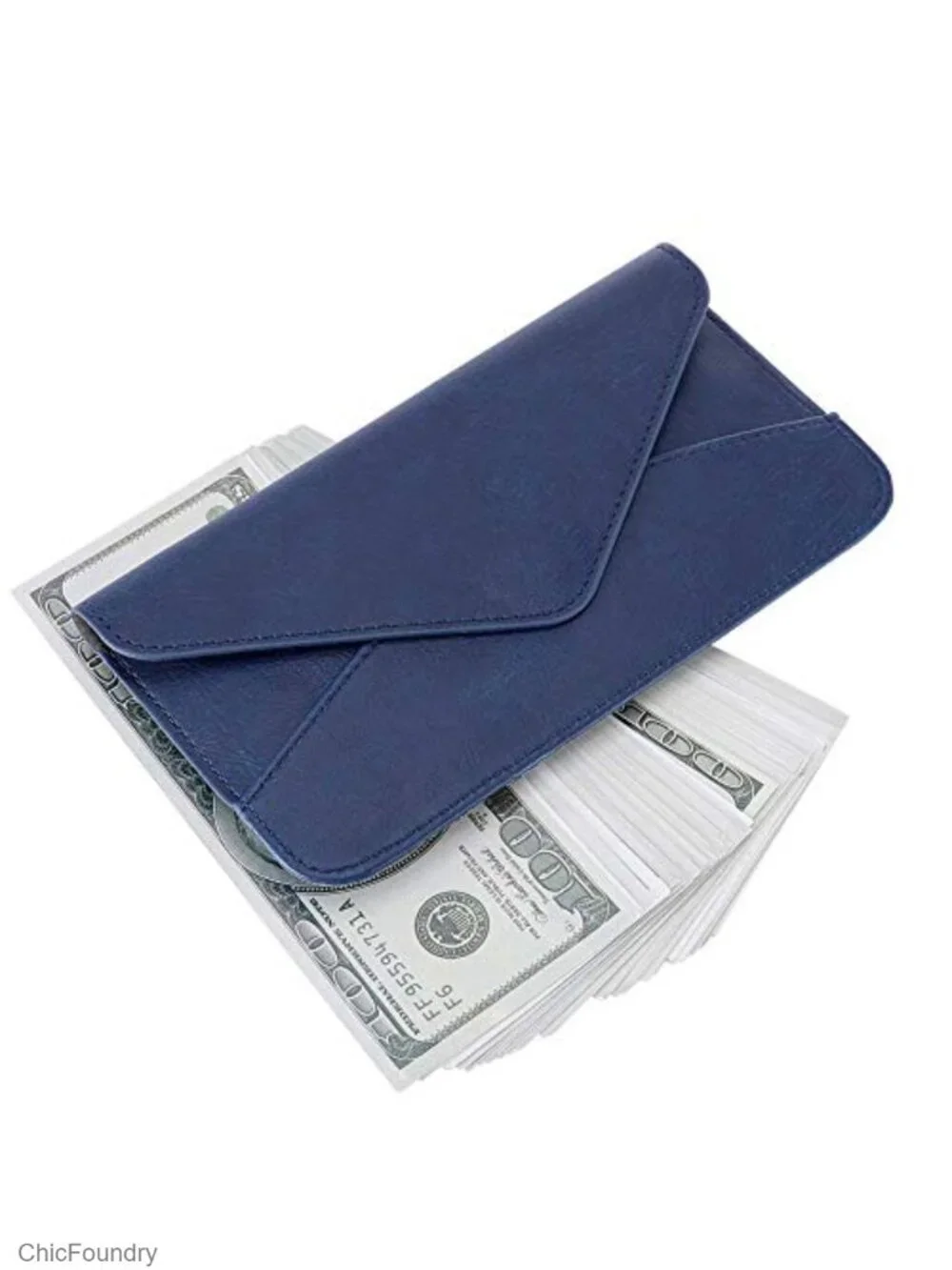 Women's Envelope Card Wallet Faux Leather Magnetic Closure Slim Credit Card